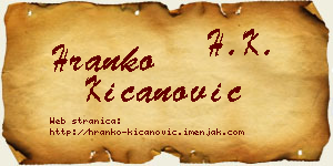 Hranko Kićanović vizit kartica